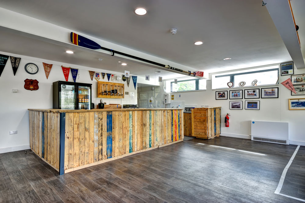 The bar at Homerton College Boathouse