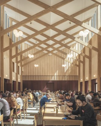 Sunlight pours into Homerton's dining hall