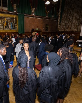 Students in the Great Hall before the Black History Month Formal