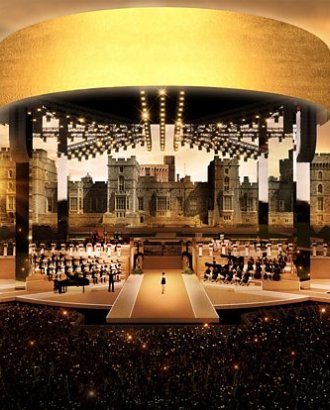 The staging at Windsor Castle for the Coronation Concert